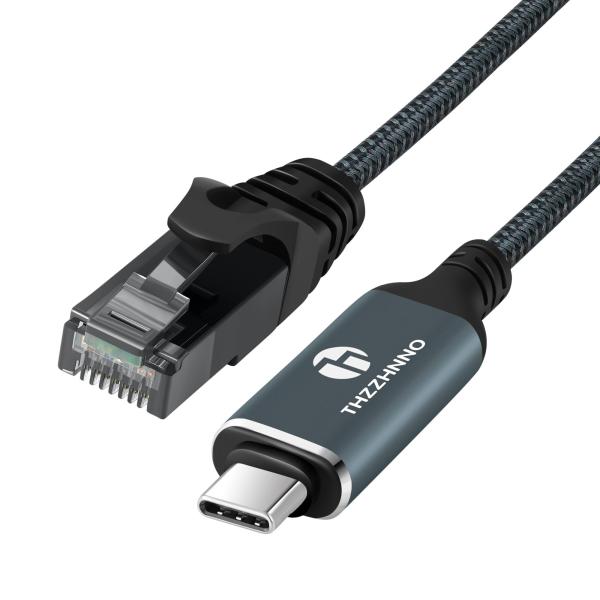 Thzzhnno USB-C LANアダプター ケーブル 1M、有線LAN変換アダプター Type-...
