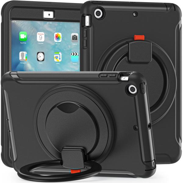 iPad Mini3/2/1 ケース リング付き 衝撃吸収 軽い 頑丈 360°回転スタンド 多方