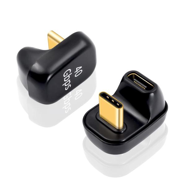 Duttek 40Gbps USB C U字型アダプター 100W 2個パック 180度角度付き U...