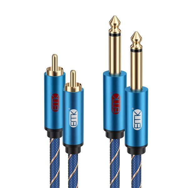 EMK 6.35mm rca 変換ケーブル 2x6.35mm(オス) to 2RCA(オス) モノラ...