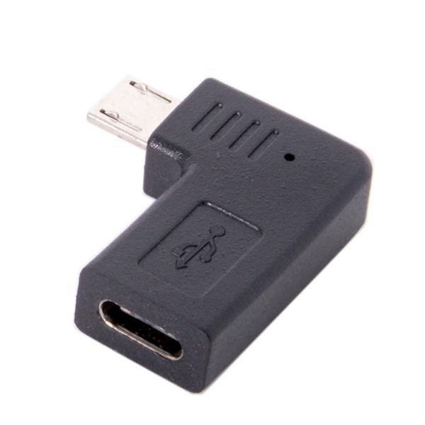 Cablecc - C CメスtoマイクロUSB 2.0オスデータアダプタ90度左&amp;右角度付きタイプ