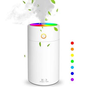 加湿器 卓上 超音波式 卓上加湿器 小型 車用加湿器 次亜塩素酸水対応 静音 7色LEDライト 10時間連続加湿 ミニ加湿器 省エネ 空焚き防止 乾燥