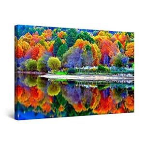 Startonight Wall Art Canvas Forest Water Reflection, Nature Framed Wall Art
