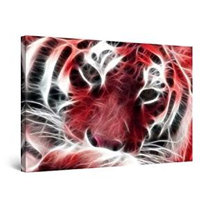 Startonight Canvas Wall Art Red Light Tiger Animals Abstract Artwork Modern