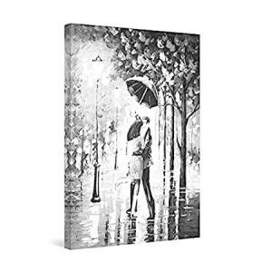 Startonight Canvas Wall Art Black and White Abstract Kising in the Rain - M