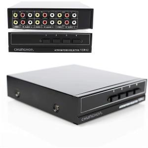 CHUNGHOP 4イン2アウトコンポジットAVスイッチャー 3RCAビデオオーディオスイッチボックス セレクター 4イン1 出力 4x2 HDTV LCD DVD STBゲーム機用