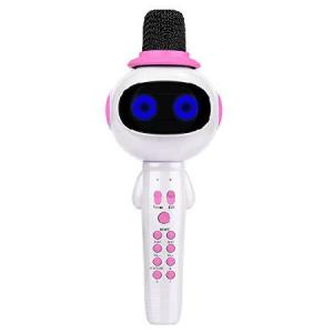 BONAOK Kids Wireless Bluetooth Karaoke Microphone with Magic Sound ＆ Colorful LED Light, 5 in 1 Portable Handheld Party Karaoke Speaker Machine Gift