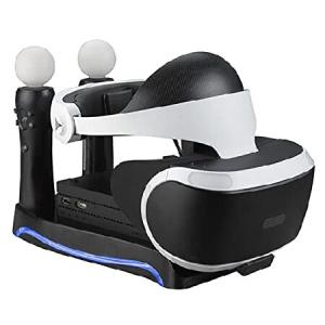 Lenboken PSVR 2ND Upgraded 4-in-1 Charge ＆ Display Stand ,Generation Multi function Stand with Storage Headpiece Holder, 2 Move Controllers Rapid Cha