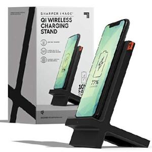 SHARPER IMAGE Wireless Qi Charging Dock, Wirelessly Charge Compatible Devices, 10-Watt Fast Charger, Sleek Stand with Finish Protecting Coating, Ultim