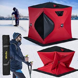 VEVOR 2 Person Ice Fishing Shelter, 300D Oxford Fabric Waterproof Ice Fishing Tent, Pop-Up Portable Isulated Ice Fishing Shelter