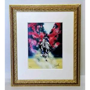 いわさきちひろ 「チューリップのある少女像」 リトグラフ 真作保証