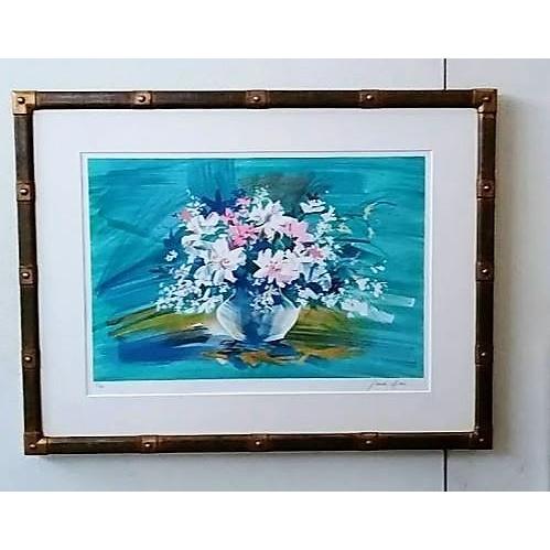 クロード・マルス 「 ロータスとシクラメン」 リトグラフ211/250  外寸85.0ｘ65.0ｘ3...