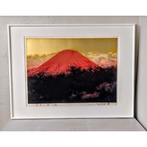 島田勝 「赤富士」 油絵 額縁外寸 90.0x78.0x6.5cm 絵 72.7x60.6cm F20