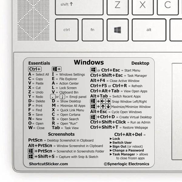 Synerlogic Windows ショートカットキー早見ステッカー クリア ラミネートビニール ...