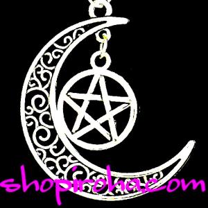 月と星のネックレス 美 愛情 と 陰陽師 魔除けの呪符 五芒星 の
