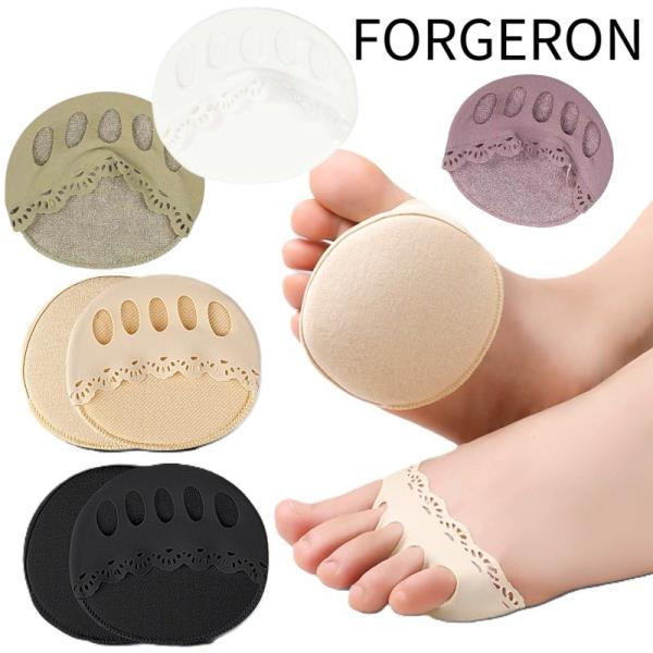 FORGERON 縁取りレース オープントゥハーフソックス 5本指タイプ [1足] つま先なし 足裏...