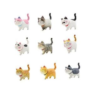 動物フィギュア 猫 二代 9個 模型 子猫おもちゃセット 白い ミニおもちゃ モデル ピンク ネコ フィギュア