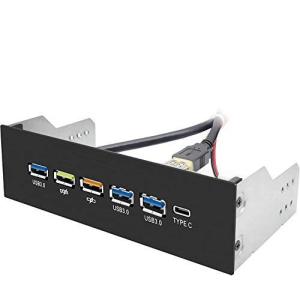 EASYDIY USB 3.0 3ポート USB タイプC-1ポート5.25インチフロントパネルUSBハブ  メタルフロントパネル