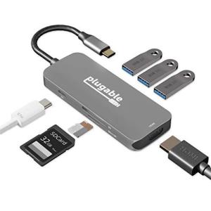 Plugable USB-C ハブ 7-in-1 USB-C マルチアダプター （4K HDMI、USB 3.0 ポートx3、SD/microSD カードリーダー、87W 充電）の画像