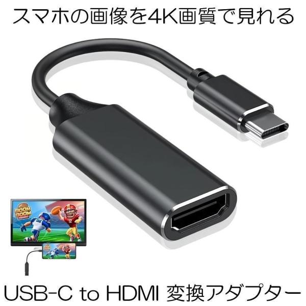 USB C to HDMI 変換アダプター TYPE-C HDMI ケープル 4Kビデオ対応 設定不...