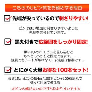 防草シート ピン Uピン杭 黒丸付 固定ピン ...の詳細画像2