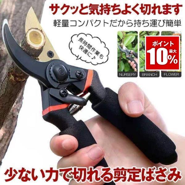 剪定ばさみ ハサミ 枝切りバサミ 剪定はさみ 錆びにくい フッ素コーティング 握りやすい 剪定バサミ...