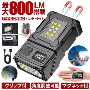 懐中電灯 充電式 小型 ハンディライト 作業灯 led ライト キャップライト クリップライト COB クリップ 帽子 磁石 マグネット USB TYPE-C フラッシュライト 防水