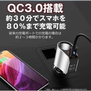 シガーソケット 増設 USB 3口 3連 カー...の詳細画像5