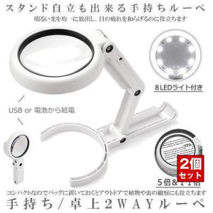 ルーペ 拡大鏡 手持ちルーペ 5倍 11倍 卓上ルーペ ハンドルーペ LED