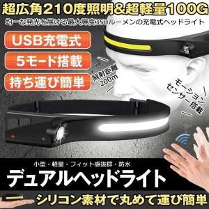 ヘッドライト 超広角 照射 充電式 USB L...の詳細画像1