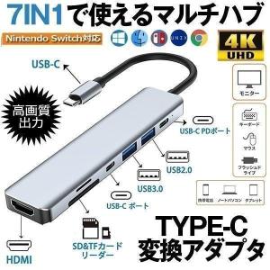 USB C ハブ 7IN1 Type-C HDMI変換アダプター Type C タイプC ハブ HDMI USB3.0 USB2.0 SD TF 87W PD 4K解像度 Switch Galaxy MacBook pro Air YG-2121｜shopkurano