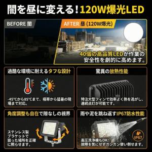 LED作業灯 ワークライト 2台 120W 1...の詳細画像3
