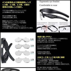 ルーペ 拡大鏡 拡大鏡メガネ 4種レンズ 眼鏡...の詳細画像3