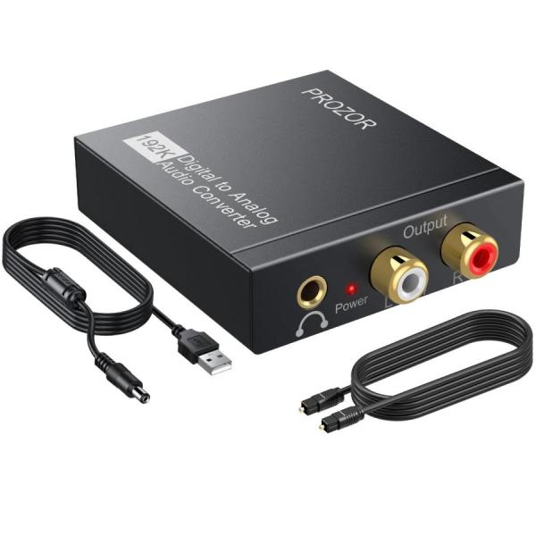 PROZOR 192KHz 光デジタル アナログ変換 コンバーター DAC 3.5mmミニジャック付...