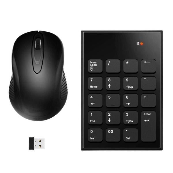 Rytaki ワイヤレステンキーとマウスセット、USB受信機能付き 2.4G Mini USB 数字...