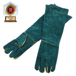 ペットグローブ 革手袋 厚手 ロング 手袋 グリーン