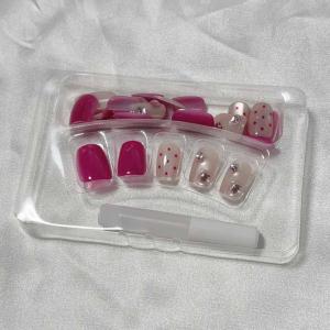 ネイルチップ リボン ピンク ショート シンプ...の詳細画像2