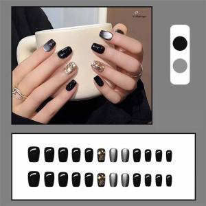 ネイルチップ ショート シンプル ブラック きら...の商品画像