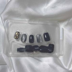 ネイルチップ ショート シンプル ブラック き...の詳細画像1