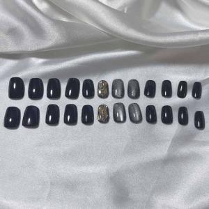 ネイルチップ ショート シンプル ブラック き...の詳細画像4
