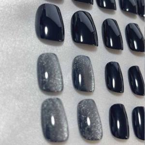 ネイルチップ ショート シンプル ブラック き...の詳細画像5