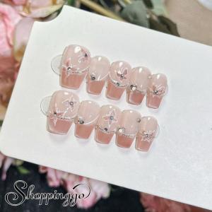ネイルチップ ショート ブライダル 蝶 つけ爪 ...の商品画像