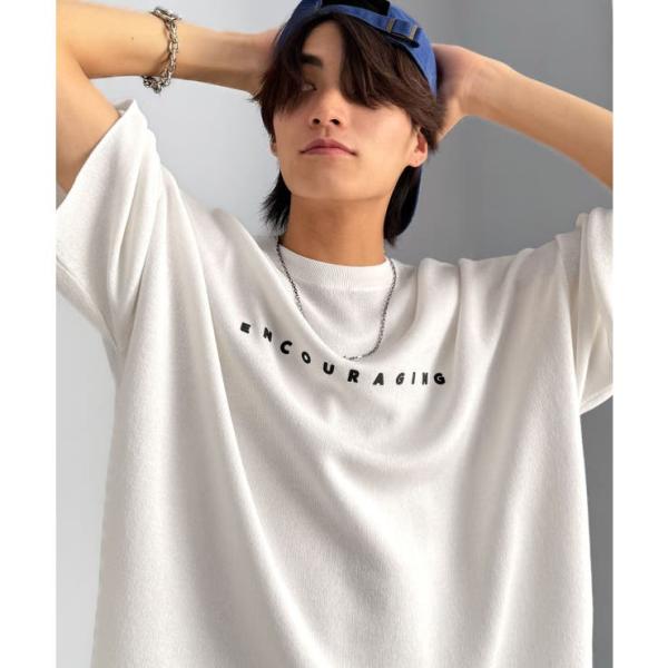 《JaVaジャバコラボ》Tシャツにはない品格を。ロゴプリントオーバーサイズサマーニットプルオーバー