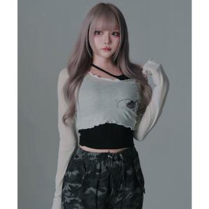 透けトップス×キャミ2点セット 韓国 夢展望 ...の詳細画像3