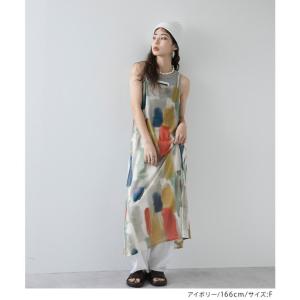 水彩アート総柄シアーキャミワンピース 韓国 夢展望の詳細画像1