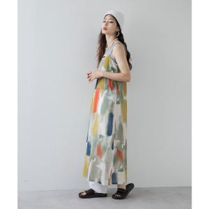 水彩アート総柄シアーキャミワンピース 韓国 夢展望の詳細画像3