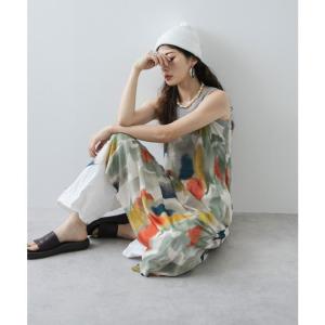 水彩アート総柄シアーキャミワンピース 韓国 夢展望の詳細画像5