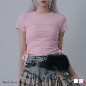 ロゴビジュー半袖カットソー 韓国 夢展望 Diable baiser（ディアブルベーゼ）