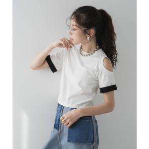 カットオフバイカラースリーブTシャツ 韓国 夢...の詳細画像4