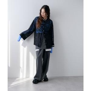 パッチワークレースオーバーサイズシャツ 韓国 ...の詳細画像3